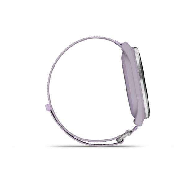 Garmin Approach J1 Silver Aluminum Bezel with Lilac ComfortFit Fabric Band