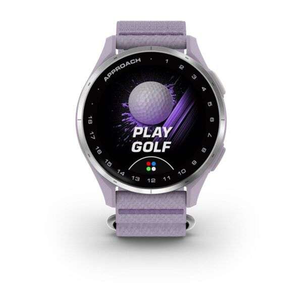 Garmin Approach J1 Silver Aluminum Bezel with Lilac ComfortFit Fabric Band