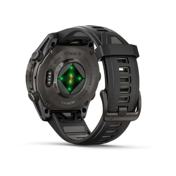 Garmin fenix 8 43mm AMOLED Sapphire, Carbon grey DLC titanium with Black/pebble grey silicone band