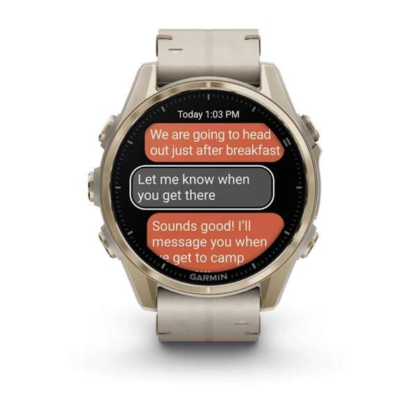 Garmin fenix 8 43mm AMOLED Sapphire, Soft Gold with Limestone Leather Band Garmin fenix 8 43mm AMOLED Sapphire, Soft Gold with Limestone Leather Band