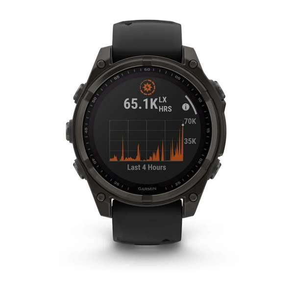 Garmin fenix 8 47mm Solar Sapphire Carbon grey DLC titanium with Black/pebble grey silicone band