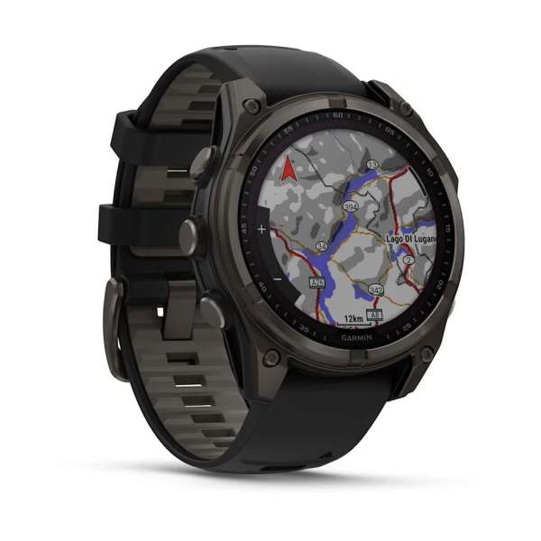 Garmin fenix 8 47mm Solar Sapphire Carbon grey DLC titanium with Black/pebble grey silicone band