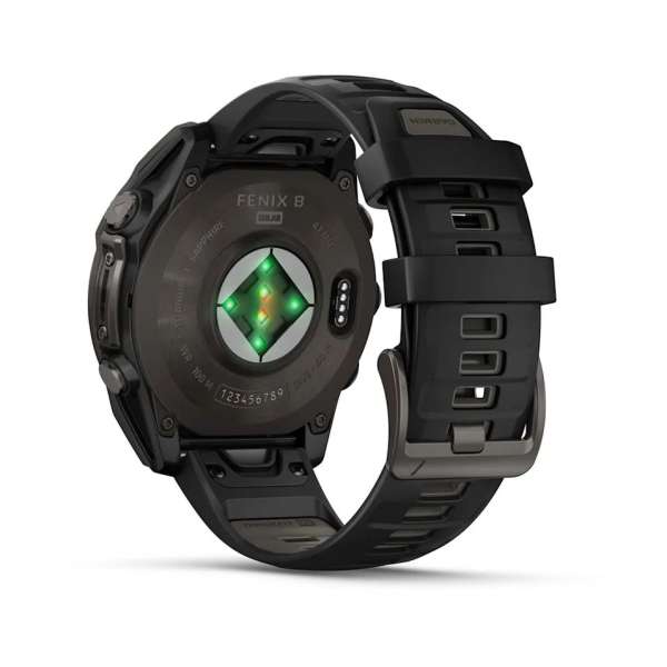 Garmin fenix 8 47mm Solar Sapphire Carbon grey DLC titanium with Black/pebble grey silicone band