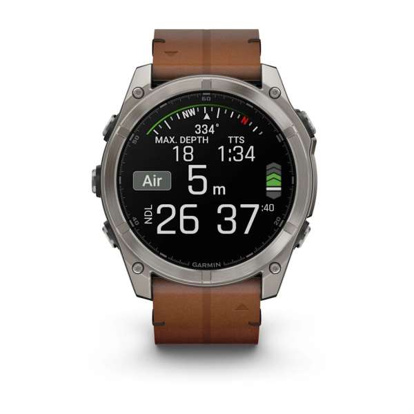 Garmin fenix 8 51mm AMOLED Sapphire, Titanium with Chestnut Leather Band Garmin fenix 8 51mm AMOLED Sapphire, Titanium with Chestnut Leather Band
