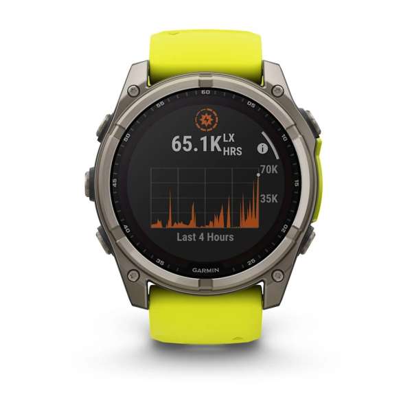 Garmin fenix 8 51mm Solar Sapphire Titanium with Amp yellow/graphite silicone band