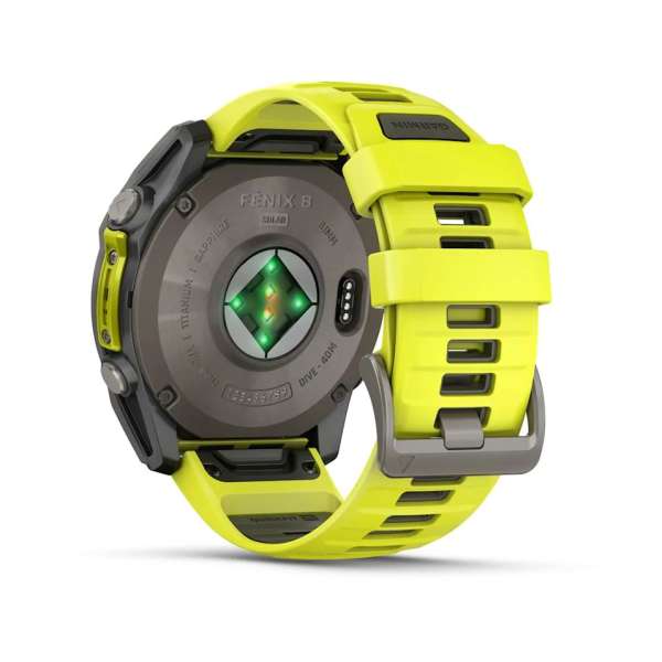 Garmin fenix 8 51mm Solar Sapphire Titanium with Amp yellow/graphite silicone band