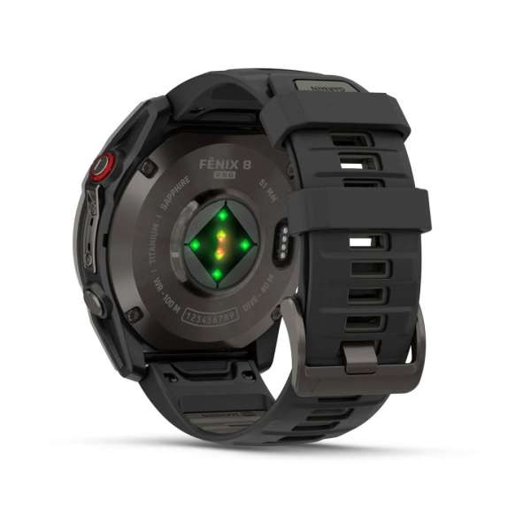Garmin fenix 8 Pro 51mm AMOLED Sapphire Carbon Grey DLC Titanium with Black/Grey Silicone Strap (ED XD)