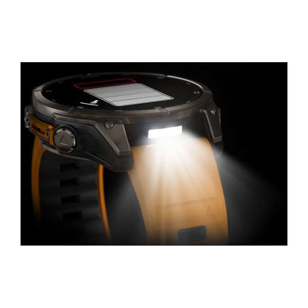 Garmin fenix 8 Titanium with Spark Orange/Graphite Silicone Band