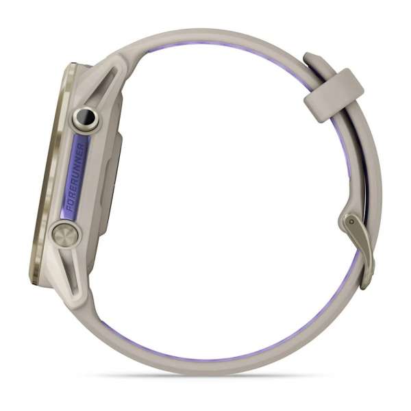 Garmin Forerunner 970 Soft Gold Titanium with French Grey Case and French Grey/Translucent Indigo Band