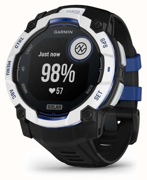 Garmin Instinct 3 50mm Solar Whitestone with Black/Bolt Blue Band