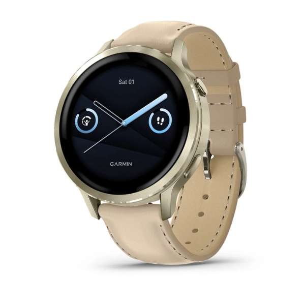 Garmin Venu 4 41mm Lunar Gold with Sand Leather Band Garmin Venu 4 41mm Lunar Gold with Sand Leather Band