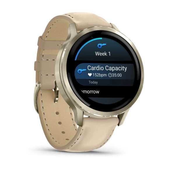 Garmin Venu 4 41mm Lunar Gold with Sand Leather Band Garmin Venu 4 41mm Lunar Gold with Sand Leather Band