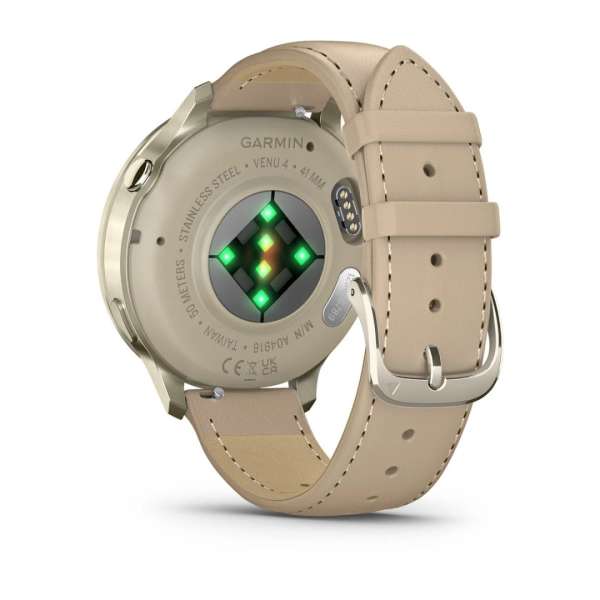 Garmin Venu 4 41mm Lunar Gold with Sand Leather Band Garmin Venu 4 41mm Lunar Gold with Sand Leather Band