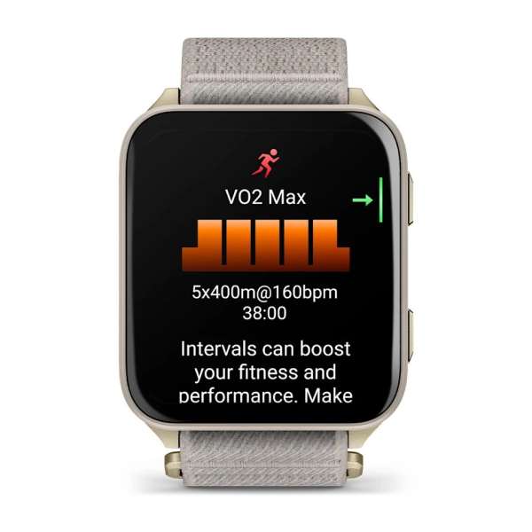 Garmin Venu X1 Soft Gold with Titanium Caseback and French Grey Nylon Band Garmin Venu X1 Soft Gold with Titanium Caseback and French Grey Nylon Band