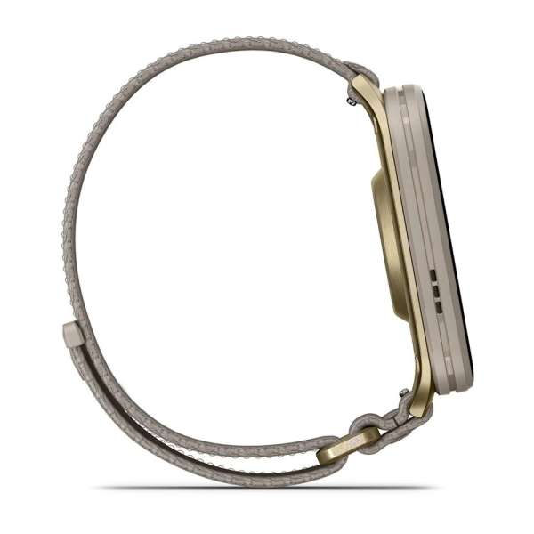 Garmin Venu X1 Soft Gold with Titanium Caseback and French Grey Nylon Band Garmin Venu X1 Soft Gold with Titanium Caseback and French Grey Nylon Band