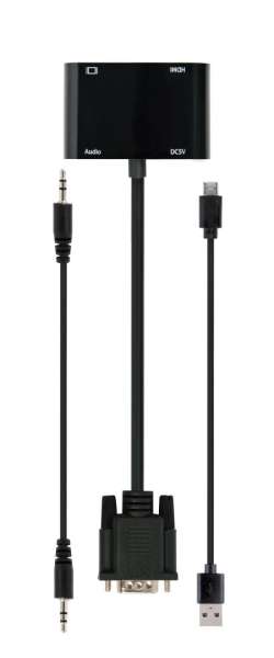 Gembird A-VGA-HDMI-02 VGA to HDMI + VGA adapter cable 0,15m Black