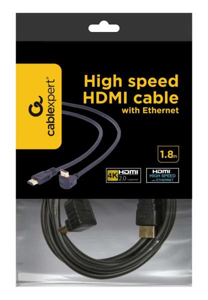 Gembird CC-HDMI490-6 High speed 90 degrees male to straight male connectors cable 19 pins gold-plated connectors m bulk package