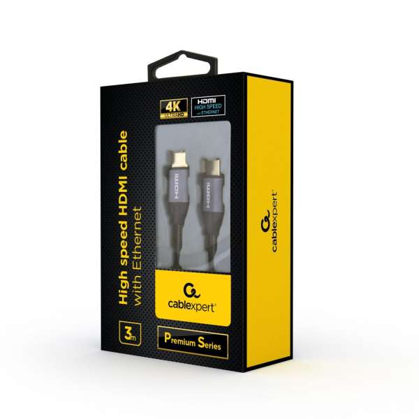 Gembird CCBP-HDMI-3M High speed HDMI with Ethernet Premium Series cable 3m Black/Grey