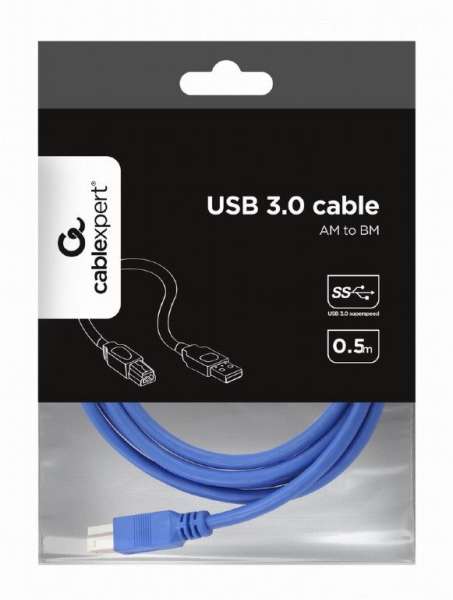 Gembird CCP-USB3-AMBM-6 High End USB 3.0 Cable USB A Male Plug to USB B Male Plug 1,8m Blue