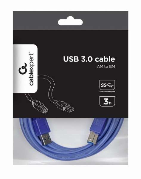 Gembird CCP-USB3-AMBM-10 High End USB 3.0 Cable USB A Male Plug to USB B Male Plug 3m Blue