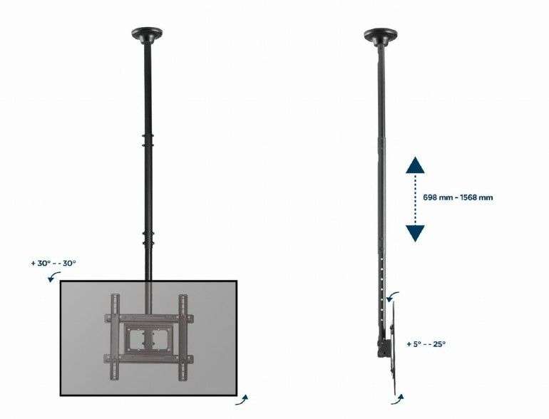 Gembird CM-70ST-01 Full-motion TV ceiling mount 32”-70” Black