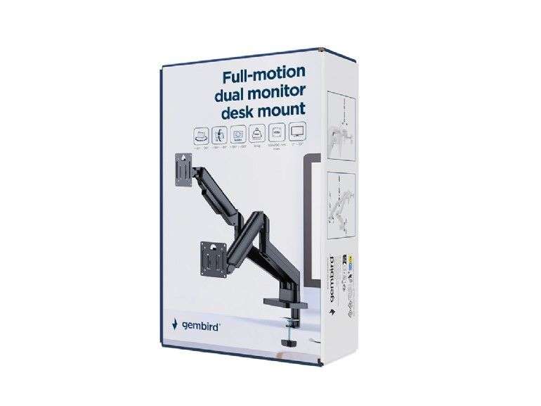 Gembird Desk mounted adjustable double monitor arm 17"-32" Black