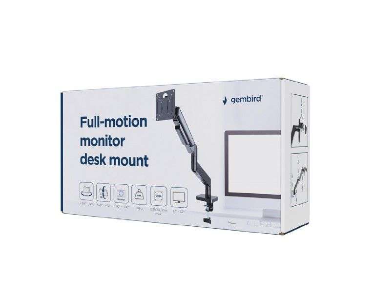 Gembird Full-motion desk display mounting arm 17”-32” Black