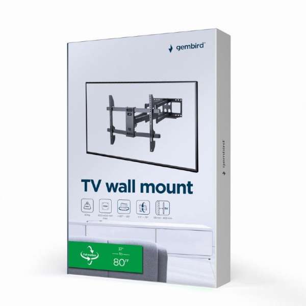 Gembird Full-motion TV wall mount 37" - 80'''' Black
