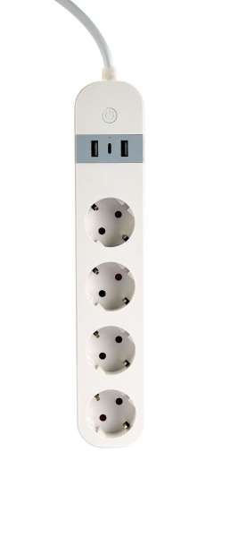 Gembird Smart power strip with USB charger 4 sockets White