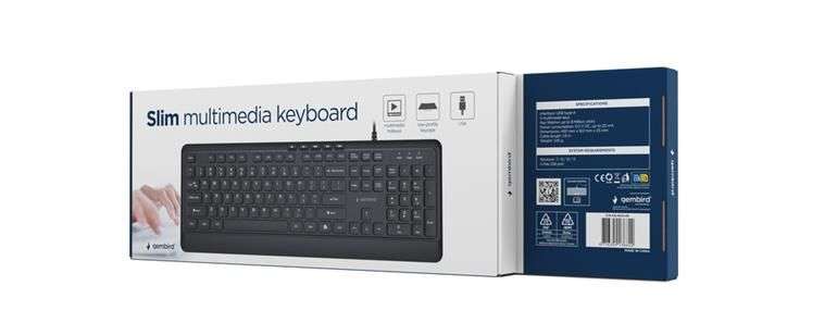 Gembird KB-MCH-05 Slim Wired Multimedia Keyboard Black US