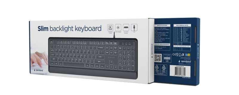 Gembird KB-UML-04 Slim Wired Backlight Keyboard Black US