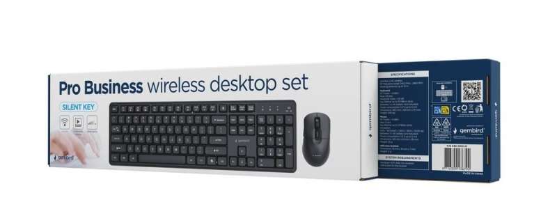 Gembird KBS-WMS-01 Silent Key Pro Business Wireless Keyboard Combo Black US