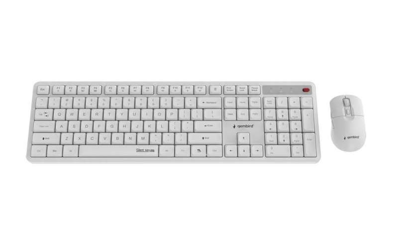 Gembird KBS-WMS-01-W Silent key Pro Business Wireless Keyboard Combo White US