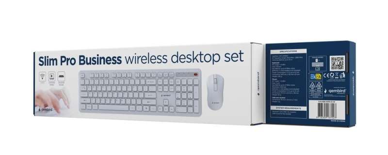 Gembird KBS-WPS-01 Slim Pro Business Wireless Keyboard Combo White US