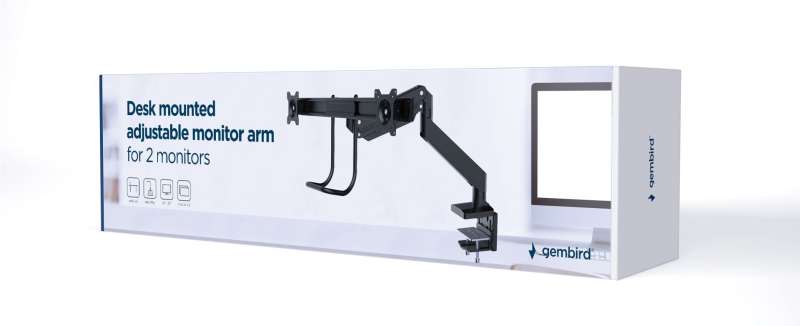 Gembird MA-DA2-04 Desk mounted adjustable monitor arm for 2 monitors 17"-32" Black