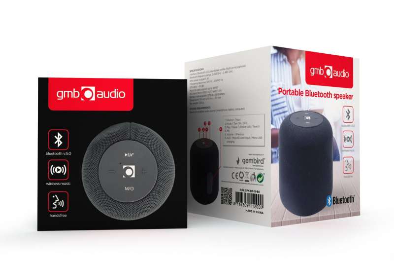 Gembird SPK-BT-15-BK Portable Bluetooth Speaker Black