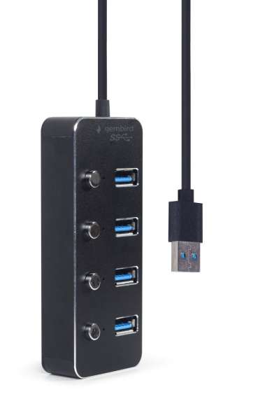 Gembird UHB-U3P4P-01 4-portos USB3.1 HUB Black