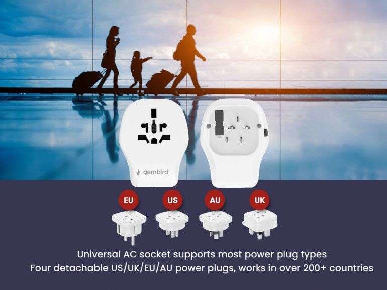 Gembird Universal travel power adapter White