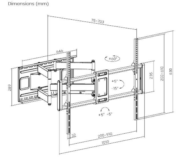 Gembird WM-120ST-01 Full-motion TV wall mount 60"-120"