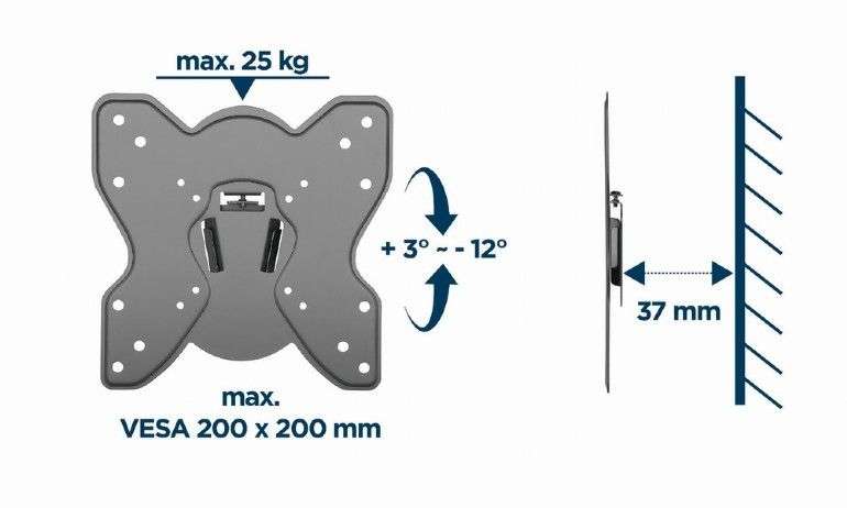 Gembird WM-42T-03 Tilt TV Wall Mount 23”-42” Black