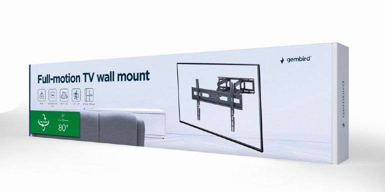 Gembird WM-80ST-03 Full-motion TV wall mount 37”-80” Black
