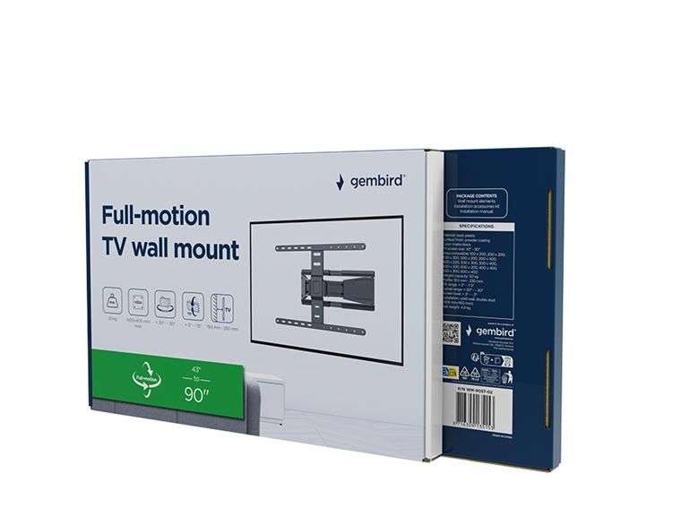 Gembird WM-90ST-02 Full Motion TV Wall Mount 43"-90" Black