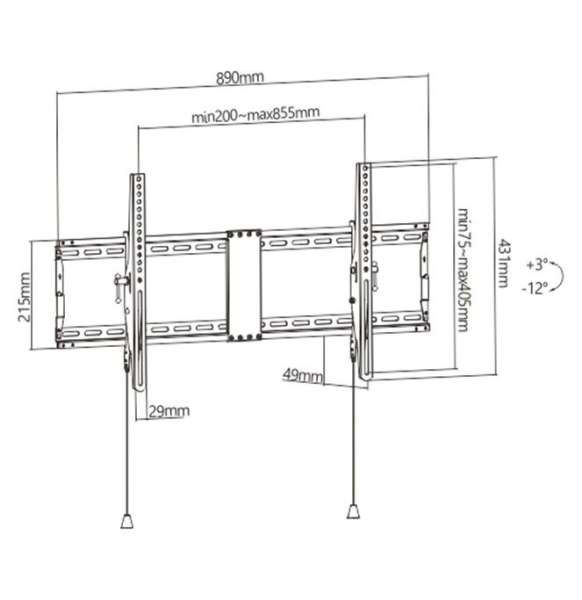 Gembird WM-90T-01 Filt TV Wall Mount 43"-90" Black