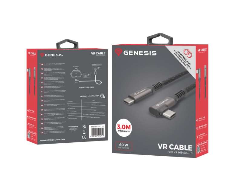 Genesis USB-C M/M 3.1 GEN 2 VR Cable 3m Black