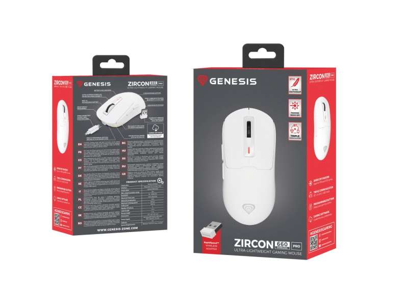 Genesis Zircon 660 Pro Wireless Bluetooth Gaming Mouse White