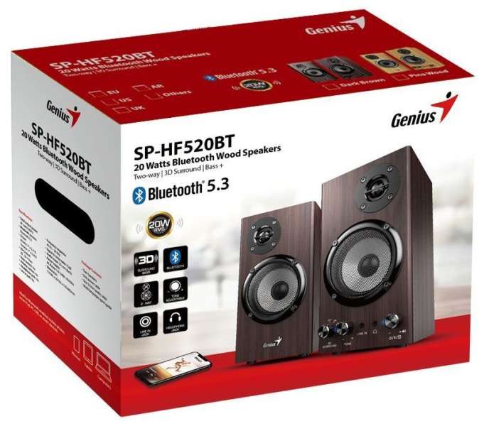 Genius SP-HF520BT Bluetooth Speaker Dark Wood