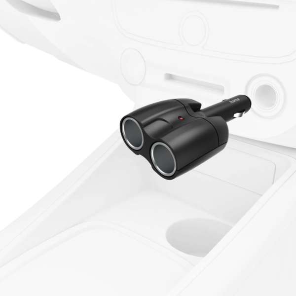 Hama 2-Way Distributor for Cigarette Lighter Socket 180° Articulated Plug 12V Black