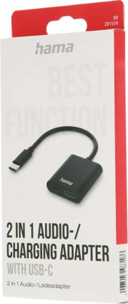 Hama 2in1 USB Type-C/m - Audio+USB Type-C Adapter Black