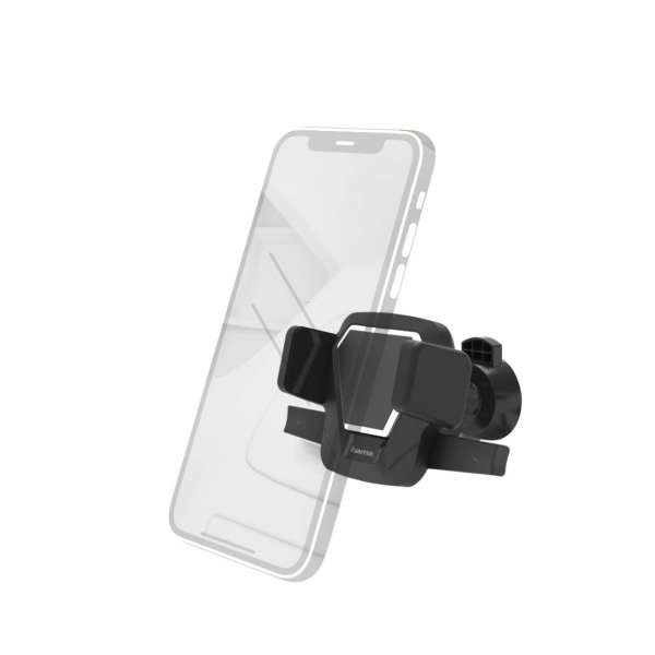 Hama Easy Snap Car Mobile Phone Holder for Grating, 360-degree Rotation Universal Black