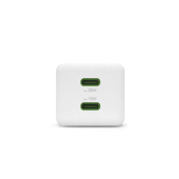 Hama Fast Charger+cable 2 x USB-C PD / QC Mini Charger 35W 1m White